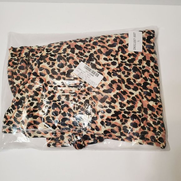 Women's Baby Doll Dress with Pockets, L, Leopard, Long Sleeve Flowy Tunic V Neck - Picture 8 of 9